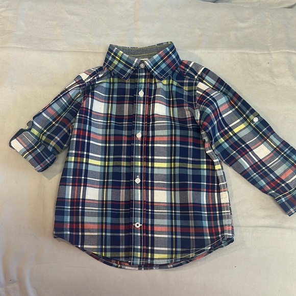 Gymboree LIKE NEW Blue and Red Button Down Shirt Long Sleeves - Picture 1 of 4